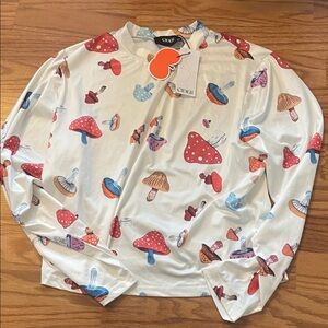 Cider Whimsical Mushroom Print Top